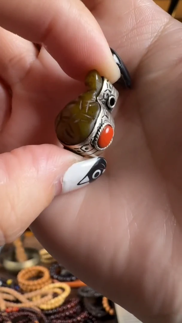 【闪购商品】木P3孤品 配珠 富甲天下雕刻镶嵌银