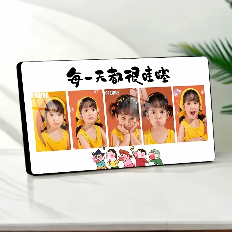 【12寸五宫格蜡笔小新】定制相框摆台全家福宝宝照手机自拍照毕业照