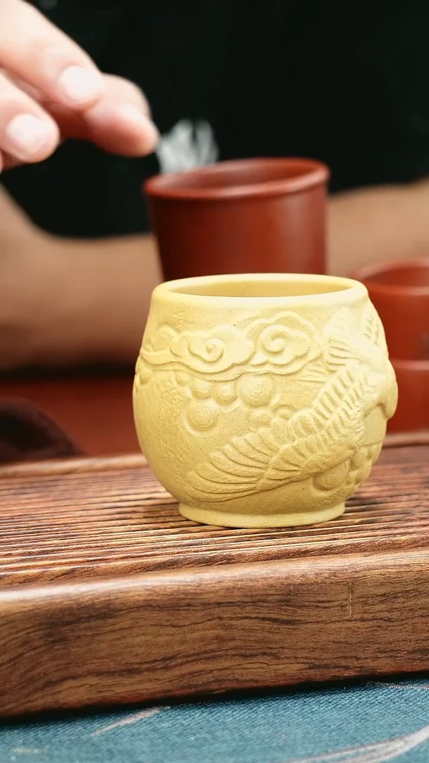 茶杯紫砂黄金段花器