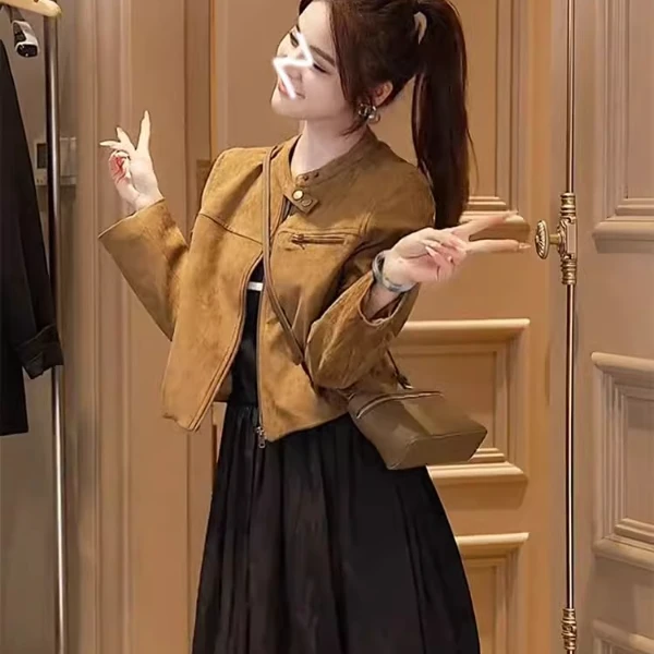 张元一同款女装美拉德复古洋气外套女2024秋冬酷帅炸街短款上衣