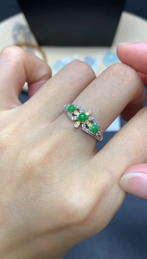 翡翠戒指银S925镶嵌蛋面【多样性发其一】