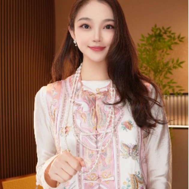 【凤羽蝶澜】新中式中国风刺绣圆领马甲2025C0165美亚