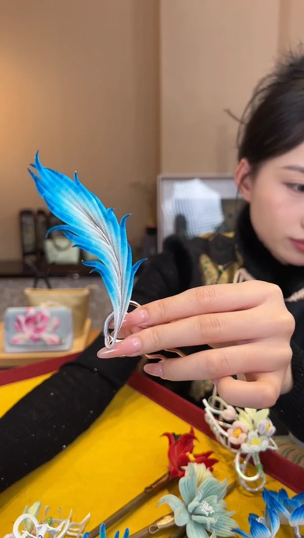 刺绣非遗绒花（发饰）