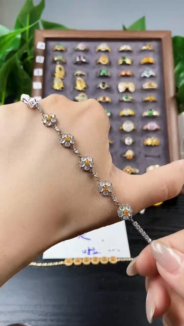 银S925镶嵌手链翡翠12