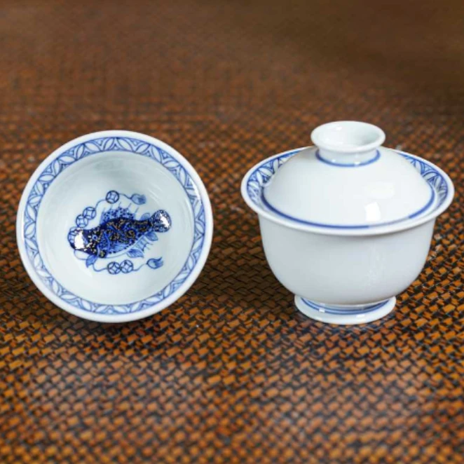 【非遗好物】墨舍柴窑金钱鱼一盖一杯 (moshe1260)