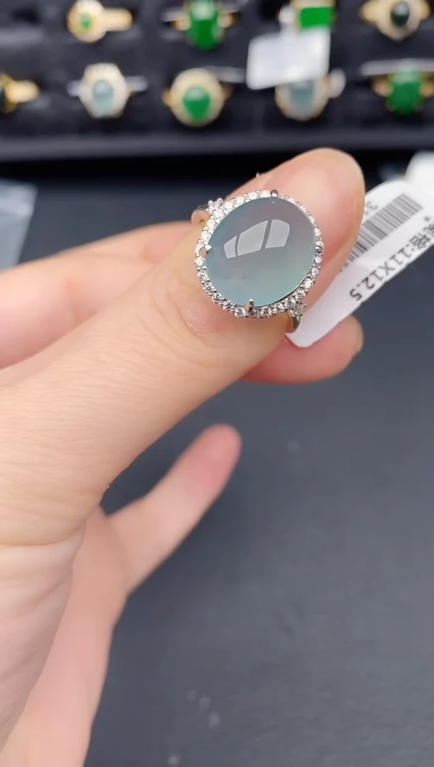 银S925镶嵌戒指翡翠天然a货翡翠284