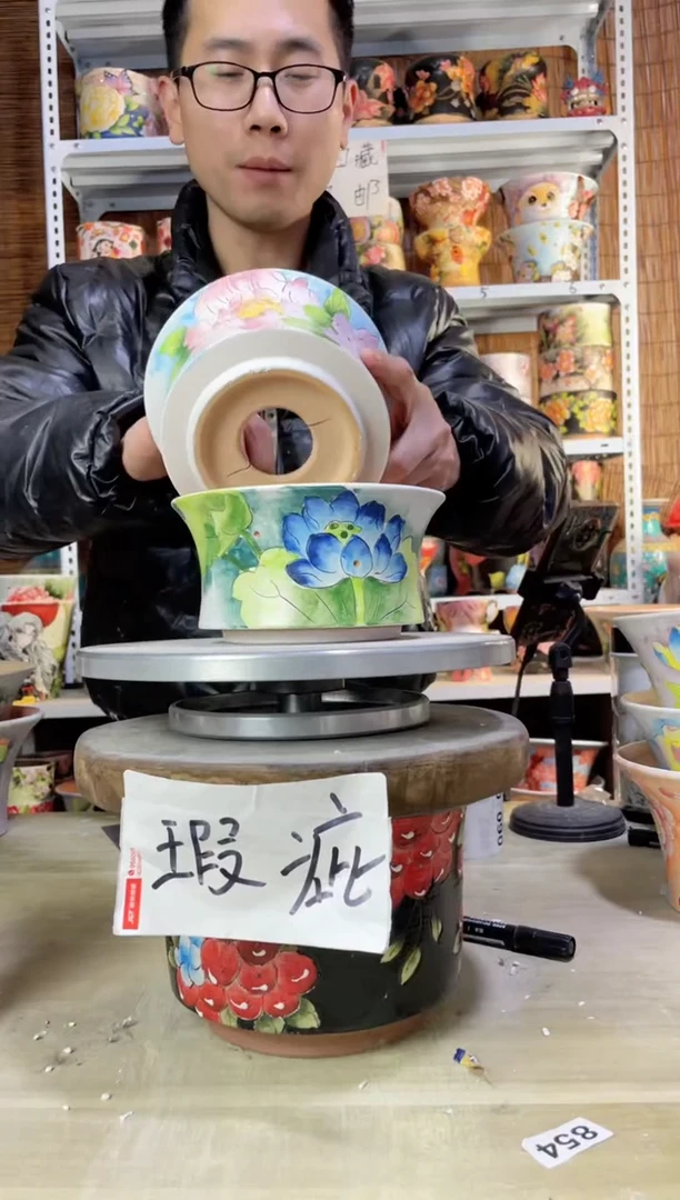 【闪购商品】摆件830陶花岛多肉陶瓷花盆罐——微瑕