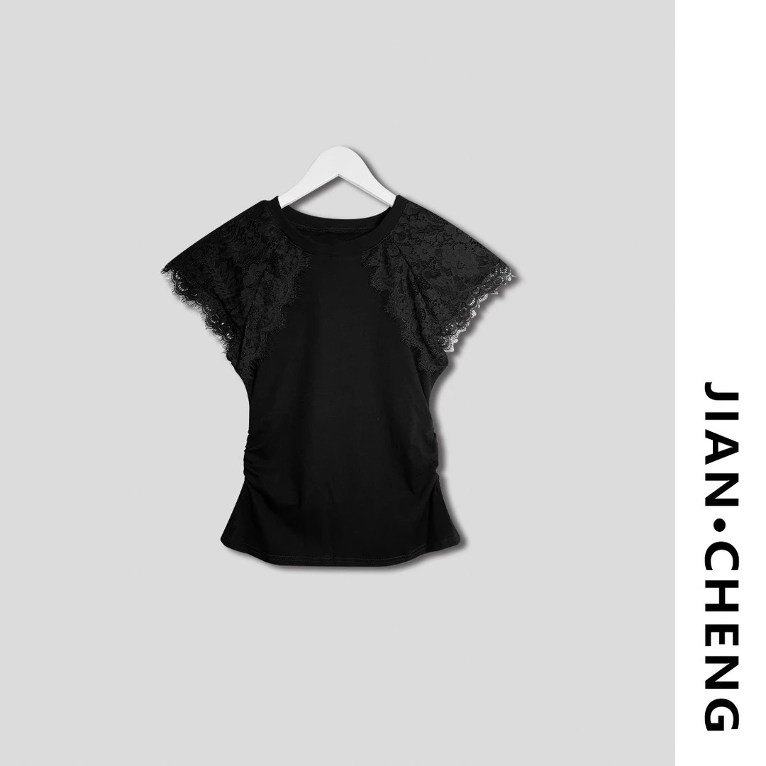 【简柽】蕾丝花边收腰上衣D506-1185