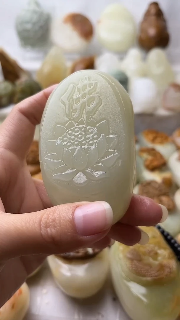 石材古青石棉纹正常不退换佛莲花