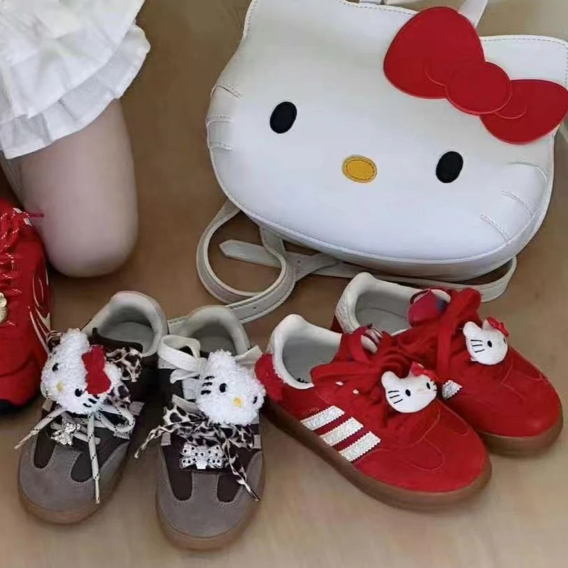 ABC 儿童德训鞋2025春季新款女童鞋子可爱kitty猫复古红色单鞋子