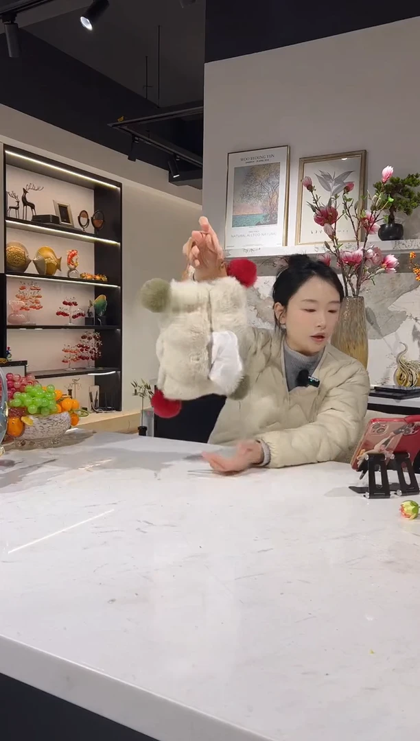 【闪购商品】复合毛球挂式纸巾袋-浅咖