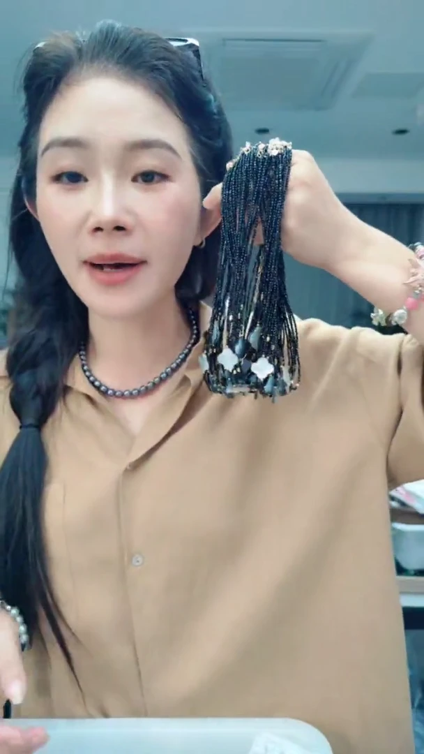 贝壳手串/手链2564四叶草黑项链