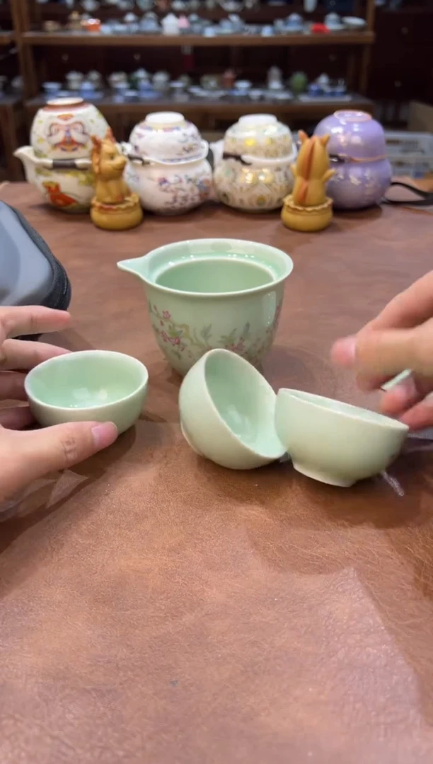 真的很便宜超好看会开片的旅行茶具