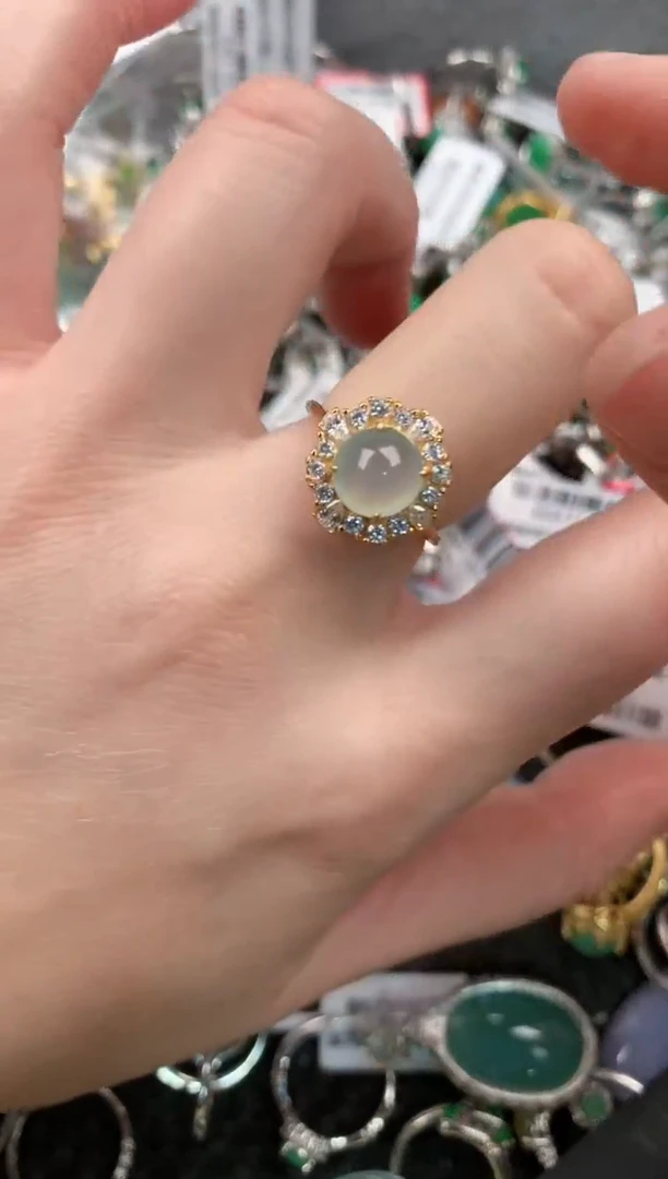 银S925镶嵌戒指翡翠333---10