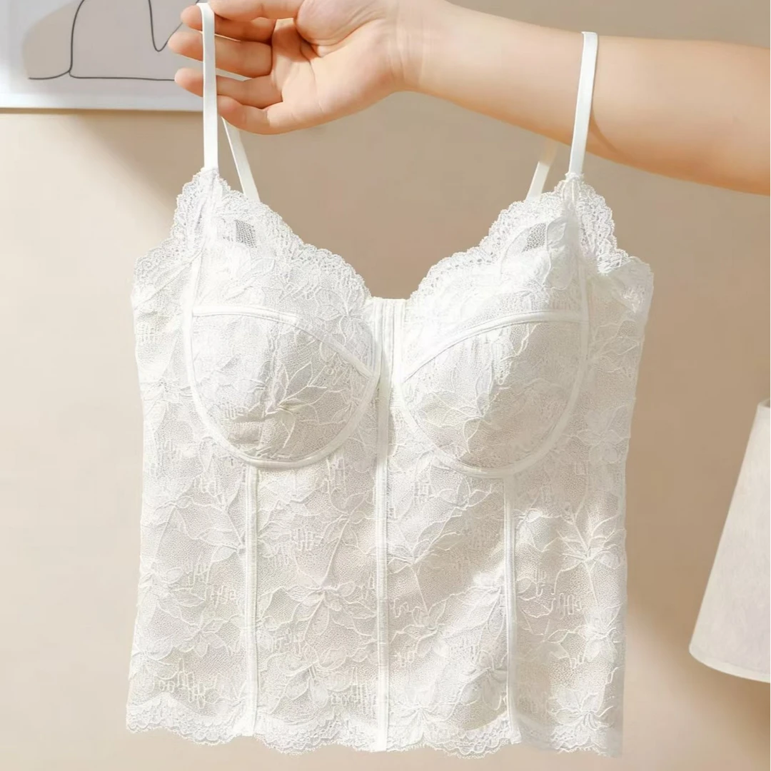 保暖吊带背心女士2025新款蕾丝上衣可外穿带胸垫甜辣内搭加绒内衣
