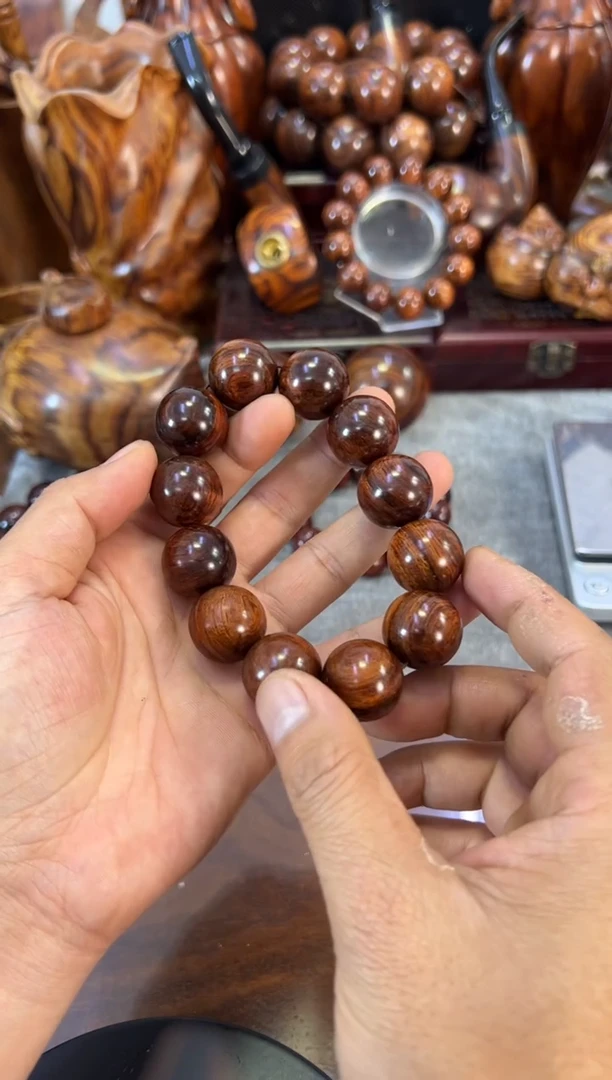 【闪购商品】黄花梨/降香黄檀手串/手链海南黄花梨2.0水波纹手串