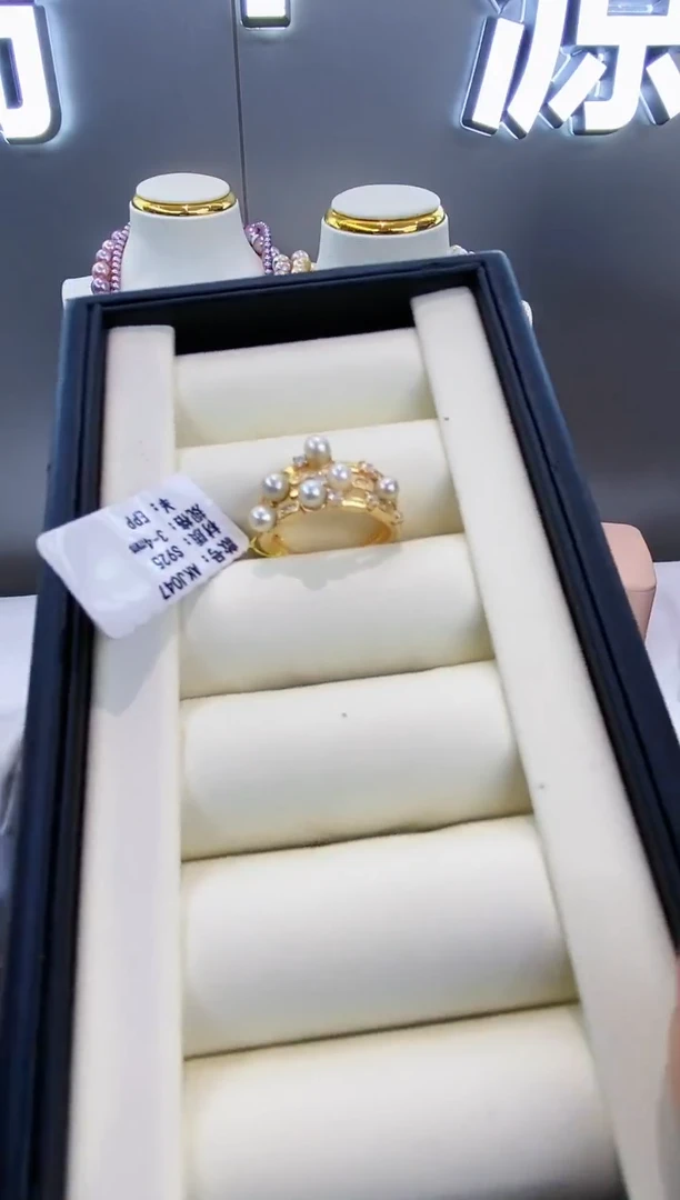 银S925镶嵌戒指海水珍珠Y海水戒指3-4