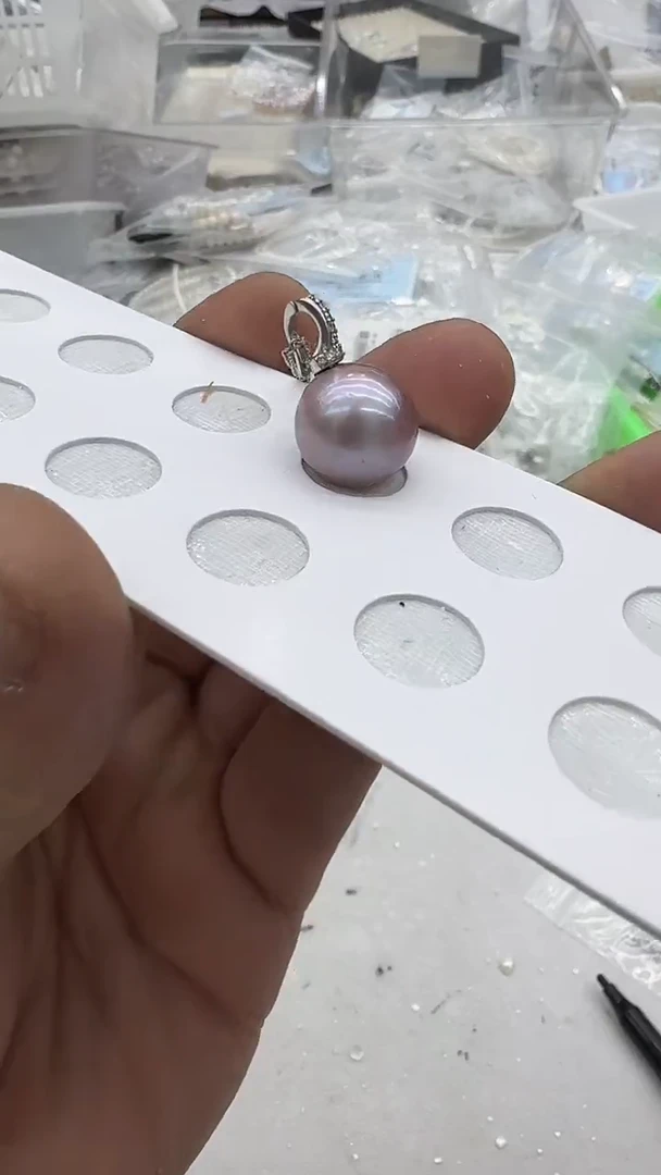 吊坠(赠链)银S925镶嵌淡水珍珠13mm 紫万能扣-孤品