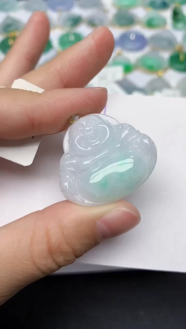 颈饰18K金镶嵌翡翠天然缅甸A货翡翠百元以上9元证书费自理