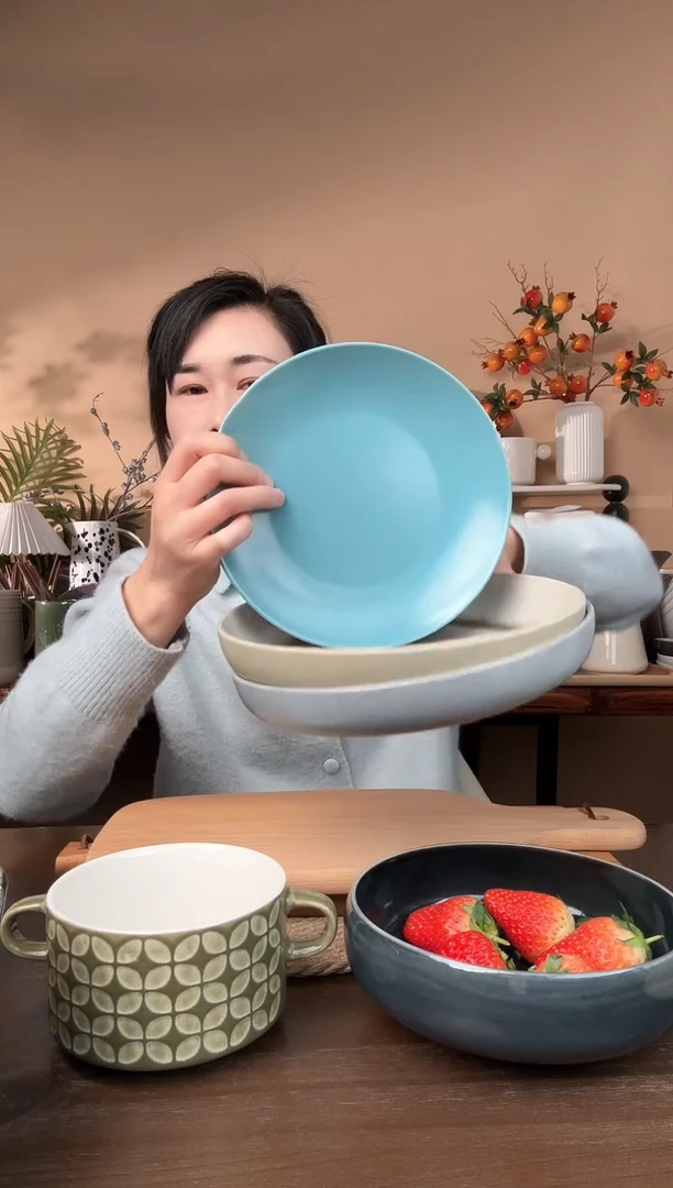 【闪购商品】瓷片8.8英寸窑变深盘2只微瑕