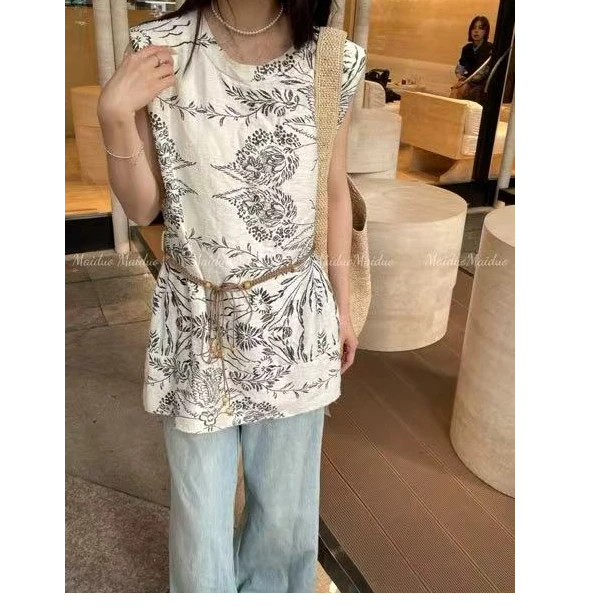 【张小张CC】复古法式慵懒风刺绣花花上衣9638