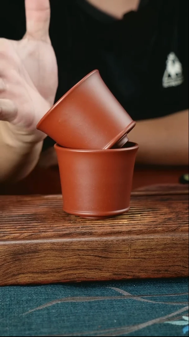 茶杯紫砂大红袍小底缸杯2只