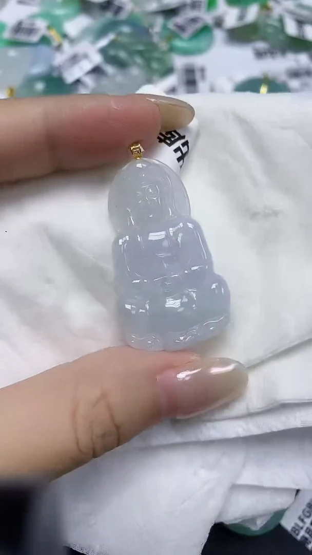 翡翠18K金镶嵌颈饰天然缅甸翡翠A货