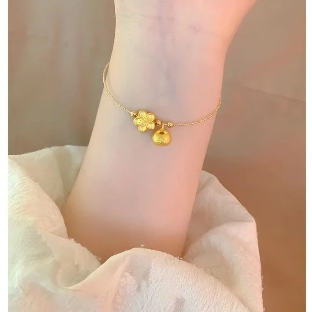 合金手镯 金色小桃花纳福手链女款复古甜美福袋古风时尚气质轻奢