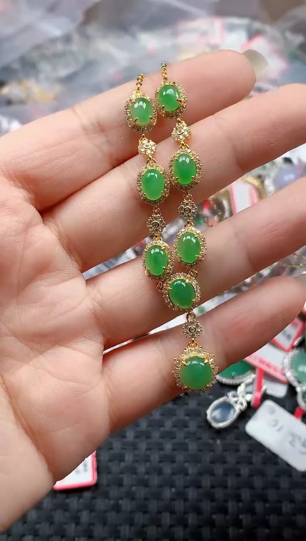 银S925镶嵌戒指翡翠天然A货缅甸翡翠