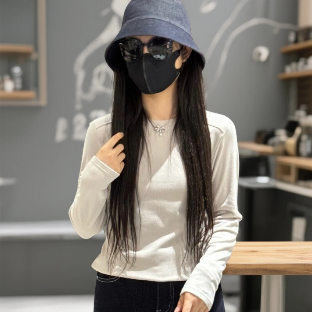 宿慕金丝螺纹椰绒打底衫新款秋季舒适暖感打底衫205小雨女装自产