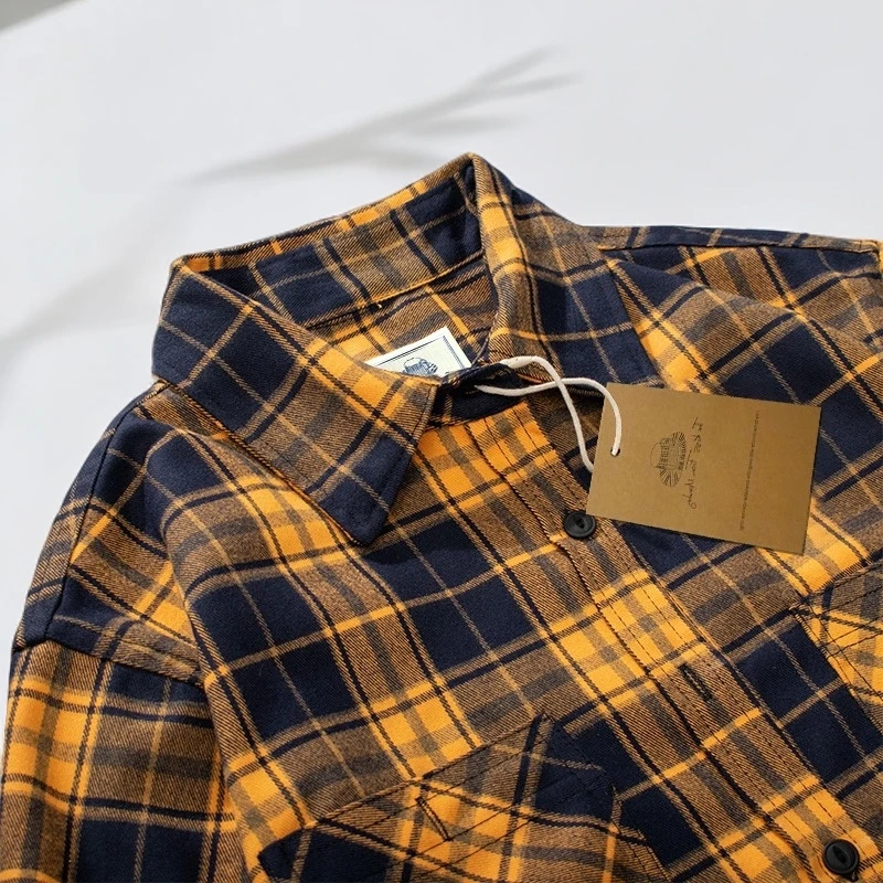 VALVOELITE男士秋季新款格子休闲长袖衬户外宽松格子长袖衬衫