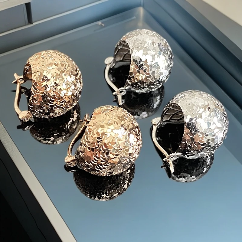 进口18k金碎碎金松果耳圈 时尚贵气 大气 多样性发货之一