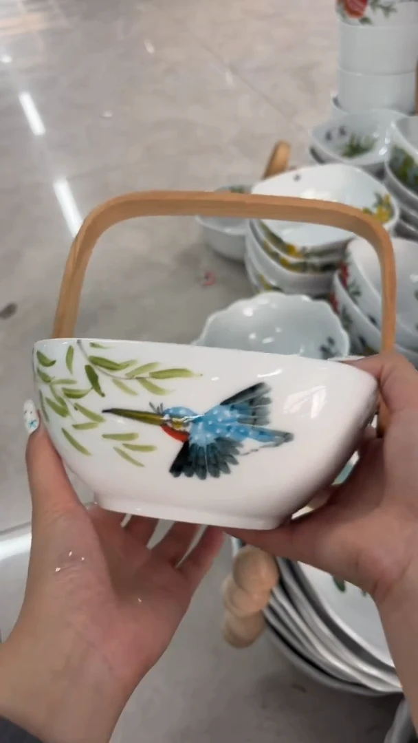 瓷片景德镇陶瓷食品级手绘釉中彩-水果篮