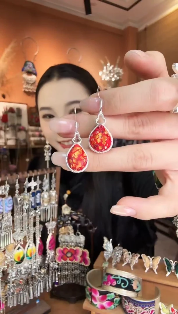 刺绣纯手工民族风耳环