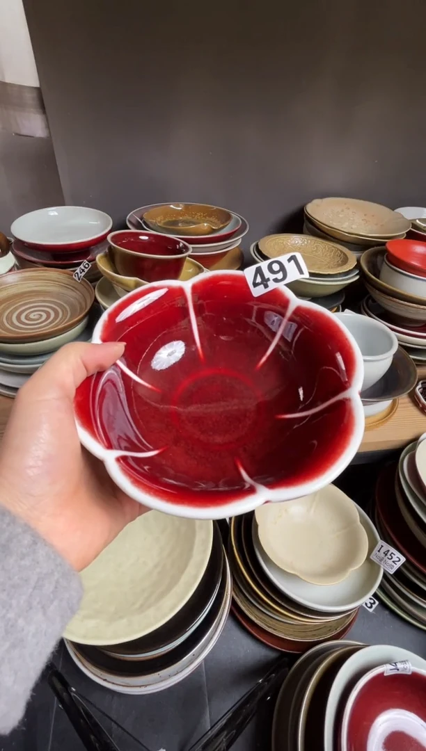 瓷片.*491郎红花朵碗