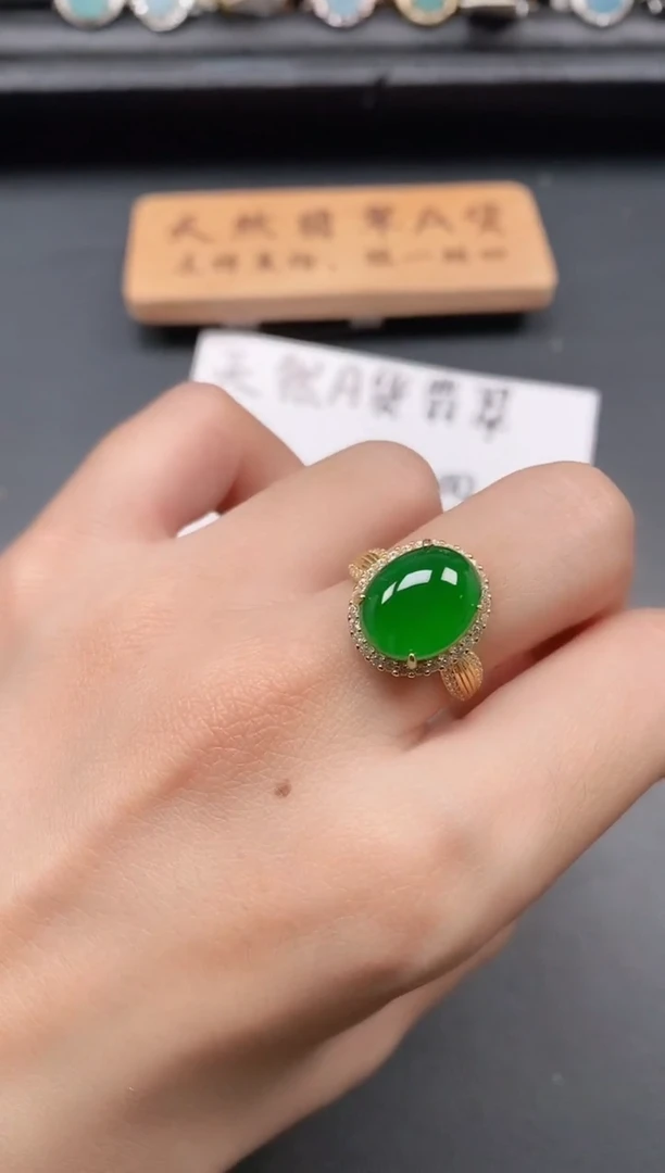 银S925镶嵌戒指翡翠111