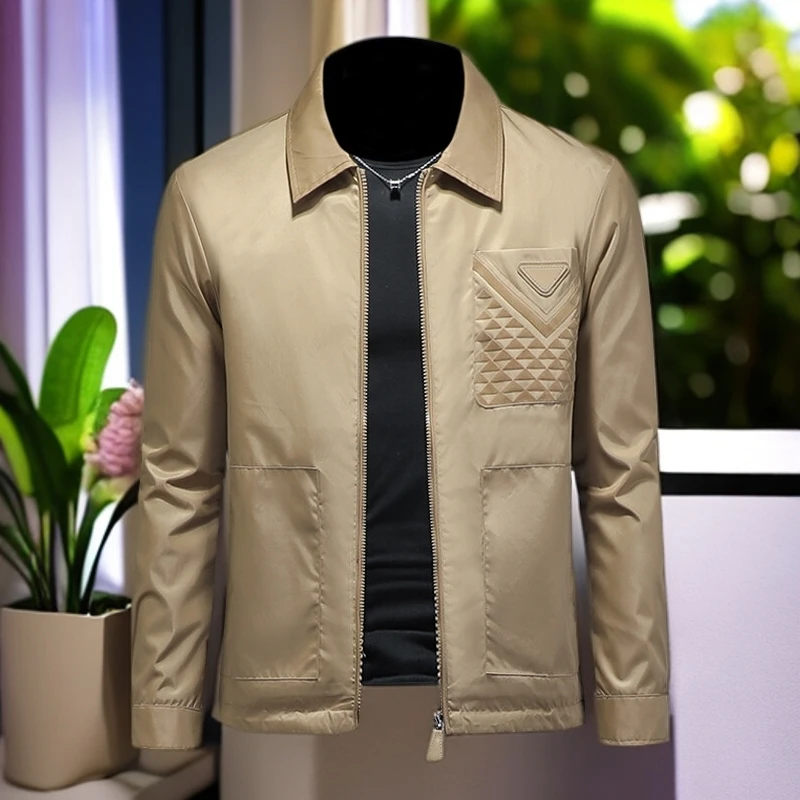 娜罗普西秋季新款薄款潮流百搭夹克男休闲翻领韩版修身外套潮牌