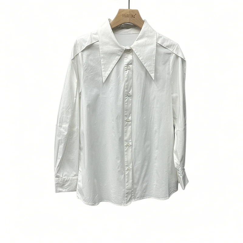 【水映】秋款经典剪刀领衬衫叠穿休闲通勤 c8025 114