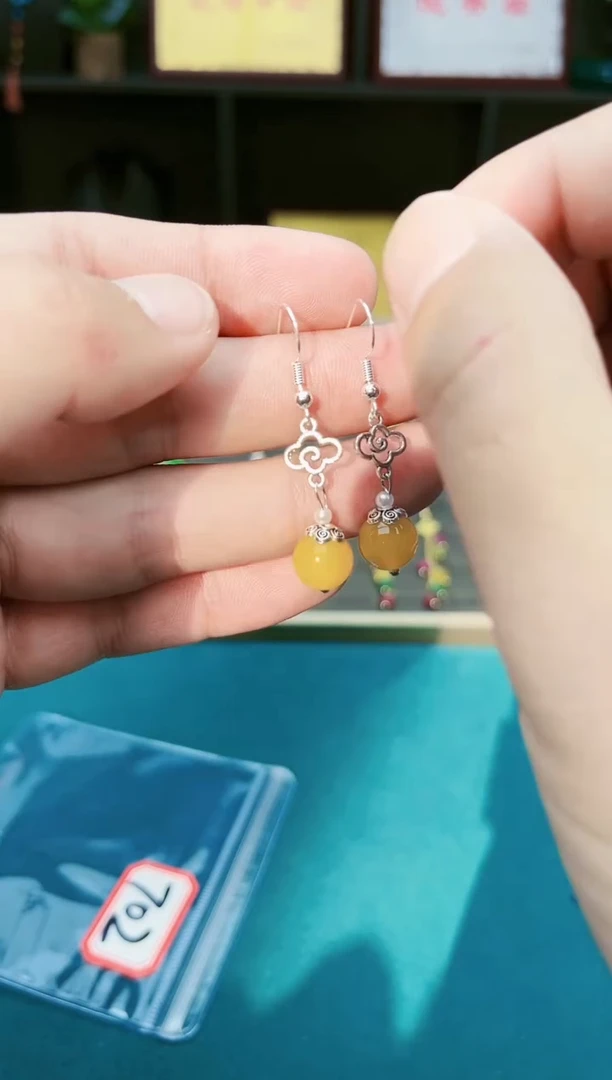 【闪购商品】玛瑙/玉髓耳钉银S925镶嵌702000