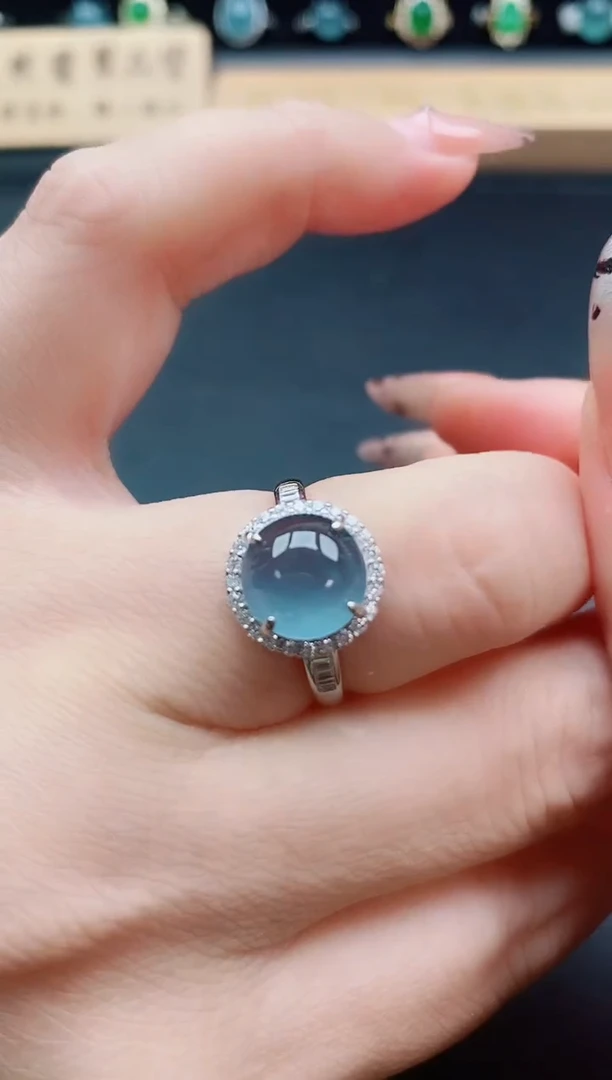 银S925镶嵌戒指翡翠1