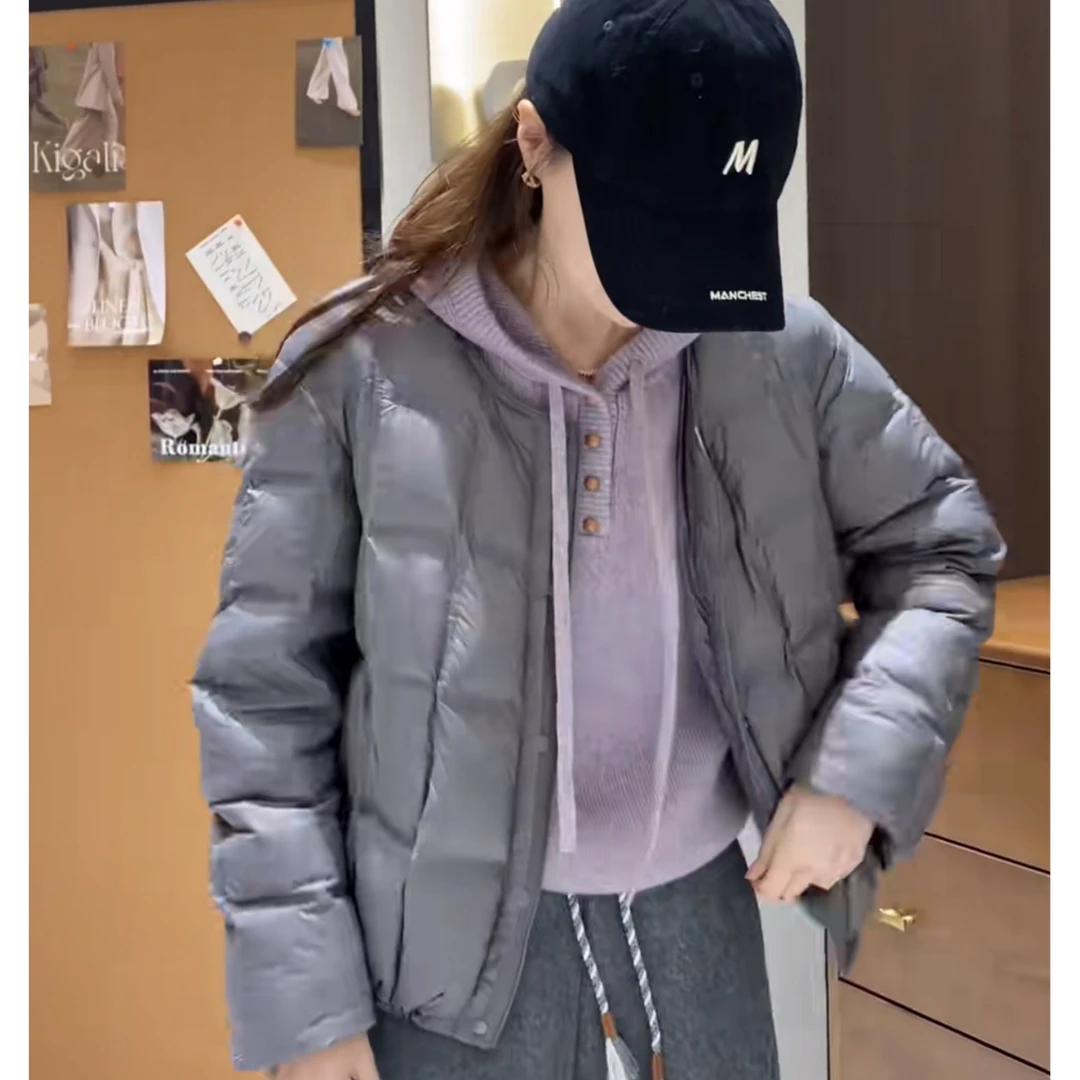 爆款圆领高级感白鸭绒羽绒服女2025冬季新款高级感短款保暖外套