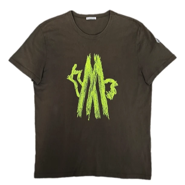 99新 MONCLER 军绿色拉丝纹短袖L码