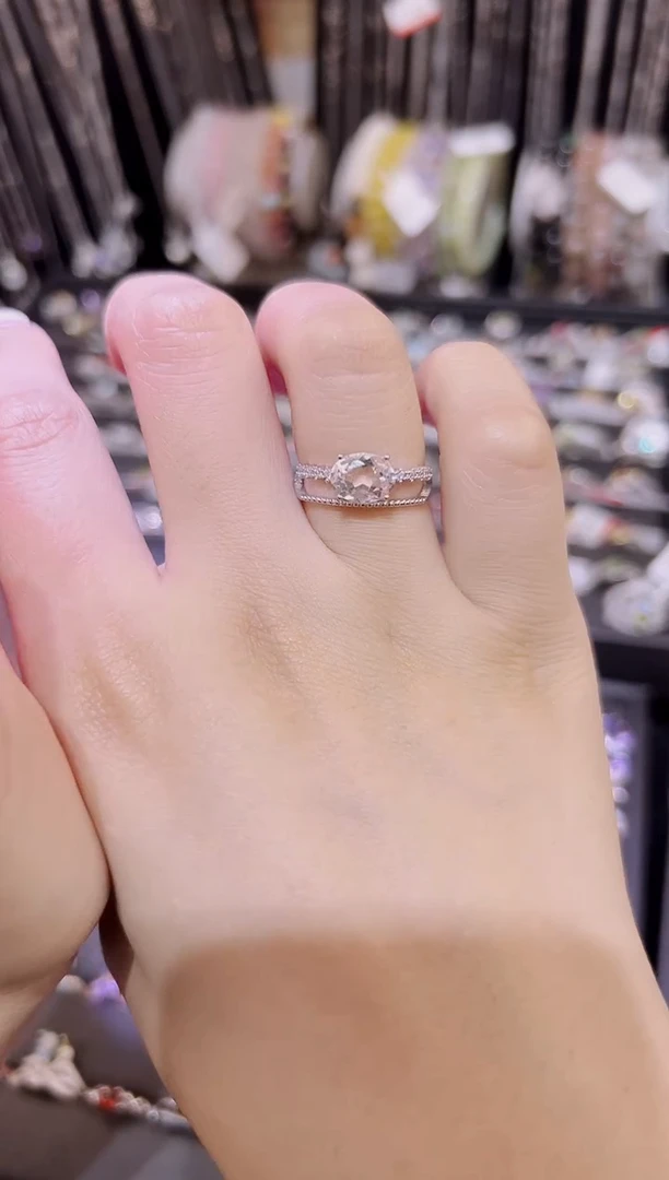 水晶戒指银S925镶嵌白水晶戒指