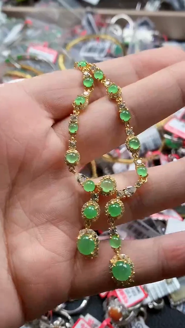 银S925镶嵌戒指翡翠天然A货缅甸翡翠