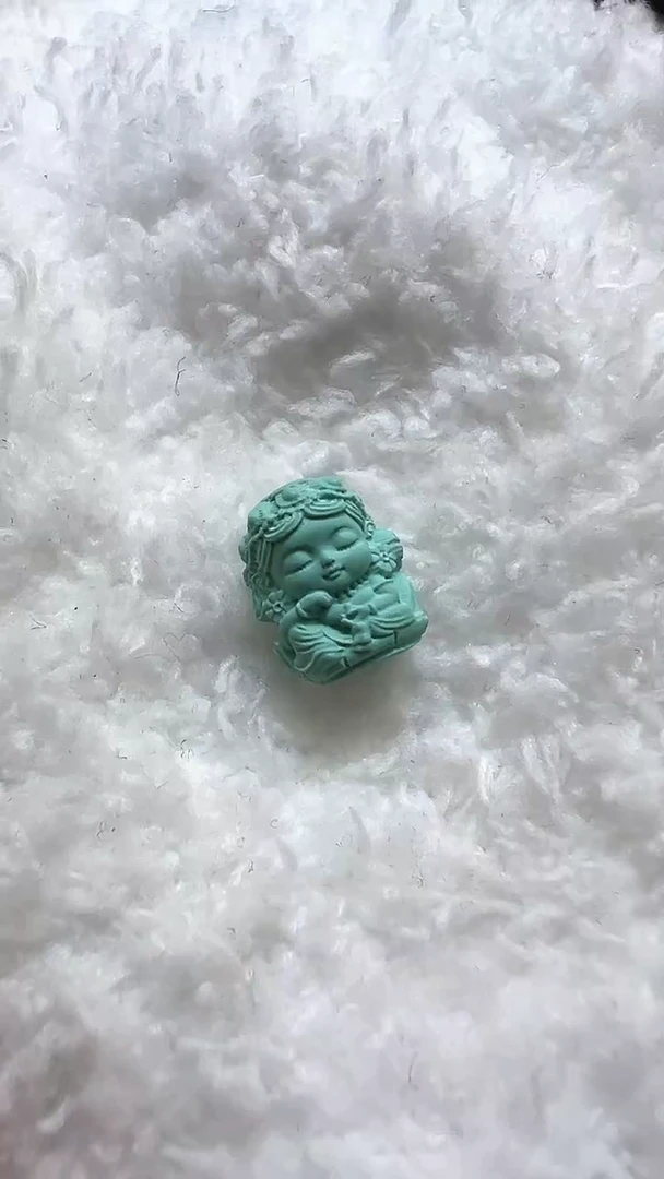 未镶嵌绿松石颈饰国检证书   绿松石高瓷精工小度母吊坠