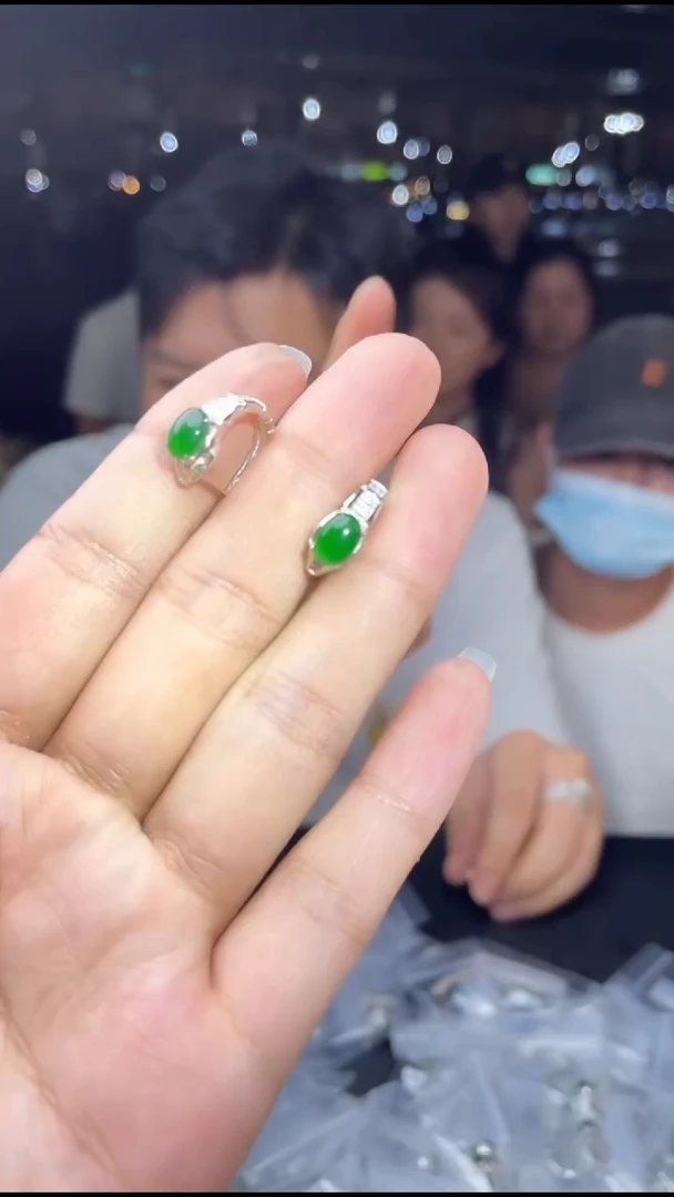 翡翠银S925镶嵌耳饰31620T15-3N19-多样性/发一件-一对