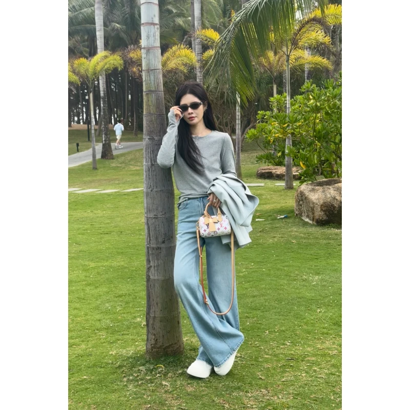 宿慕女款长袖纯色T恤春季新款时尚休闲打底衫M000AK小雨女装小雨