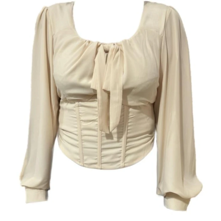 微胖mm纯欲风性感高弹打揽鱼骨线衬衫女设计感收腰显瘦上衣-1171