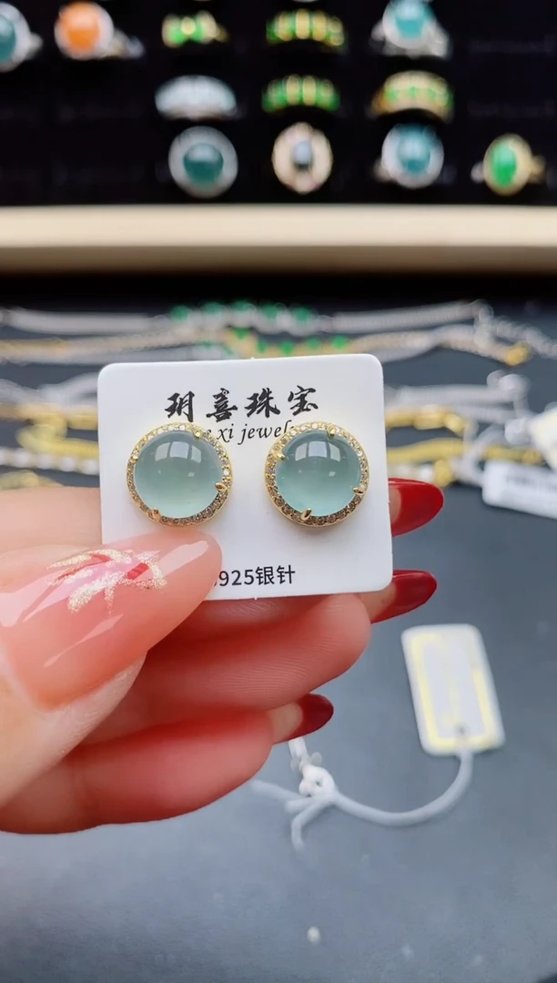 【闪购商品】翡翠耳饰银S925镶嵌5085085