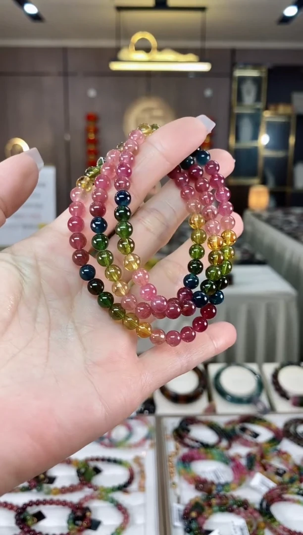 【闪购商品】碧玺三圈手串6mm+未镶嵌（多样性发一条）hon